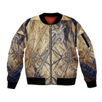 Suty Sleeve Zip Bomber Jacket with Typhonic Beast Staff Ancient Egypt Symbolism