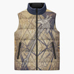 Suty Sleeveless Puffer Jacket with Typhonic Beast Staff Ancient Egypt Symbolism