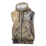 Suty Sleeveless Zip Hoodie with Typhonic Beast Staff Ancient Egypt Symbolism