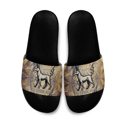 Suty Slide Sandals with Typhonic Beast Staff Ancient Egypt Symbolism