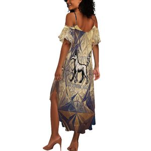 Suty Summer Maxi Dress with Typhonic Beast Staff Ancient Egypt Symbolism