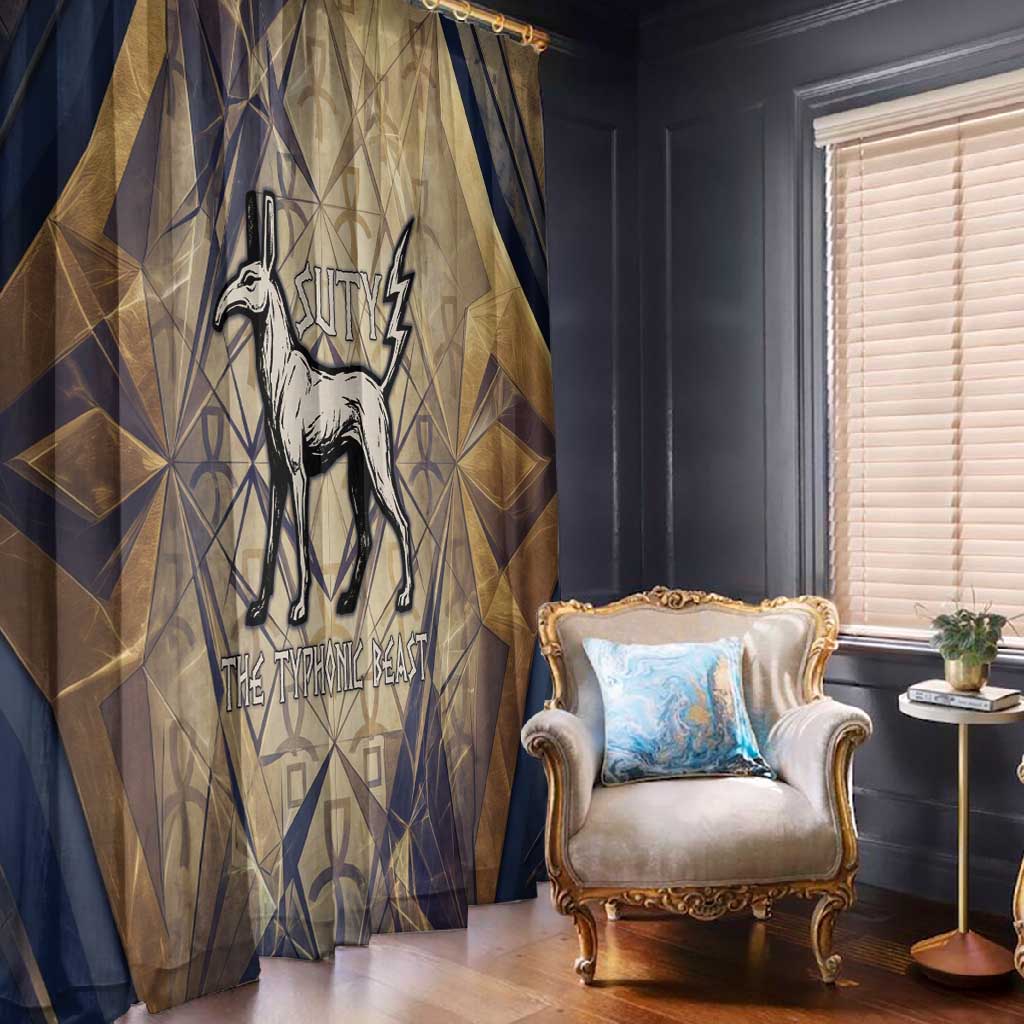 Suty Window Curtain with Typhonic Beast Staff Ancient Egypt Symbolism