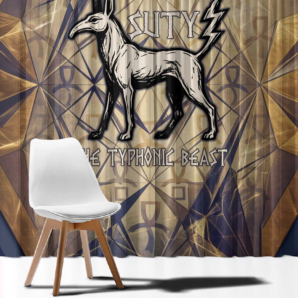 Suty Window Curtain with Typhonic Beast Staff Ancient Egypt Symbolism