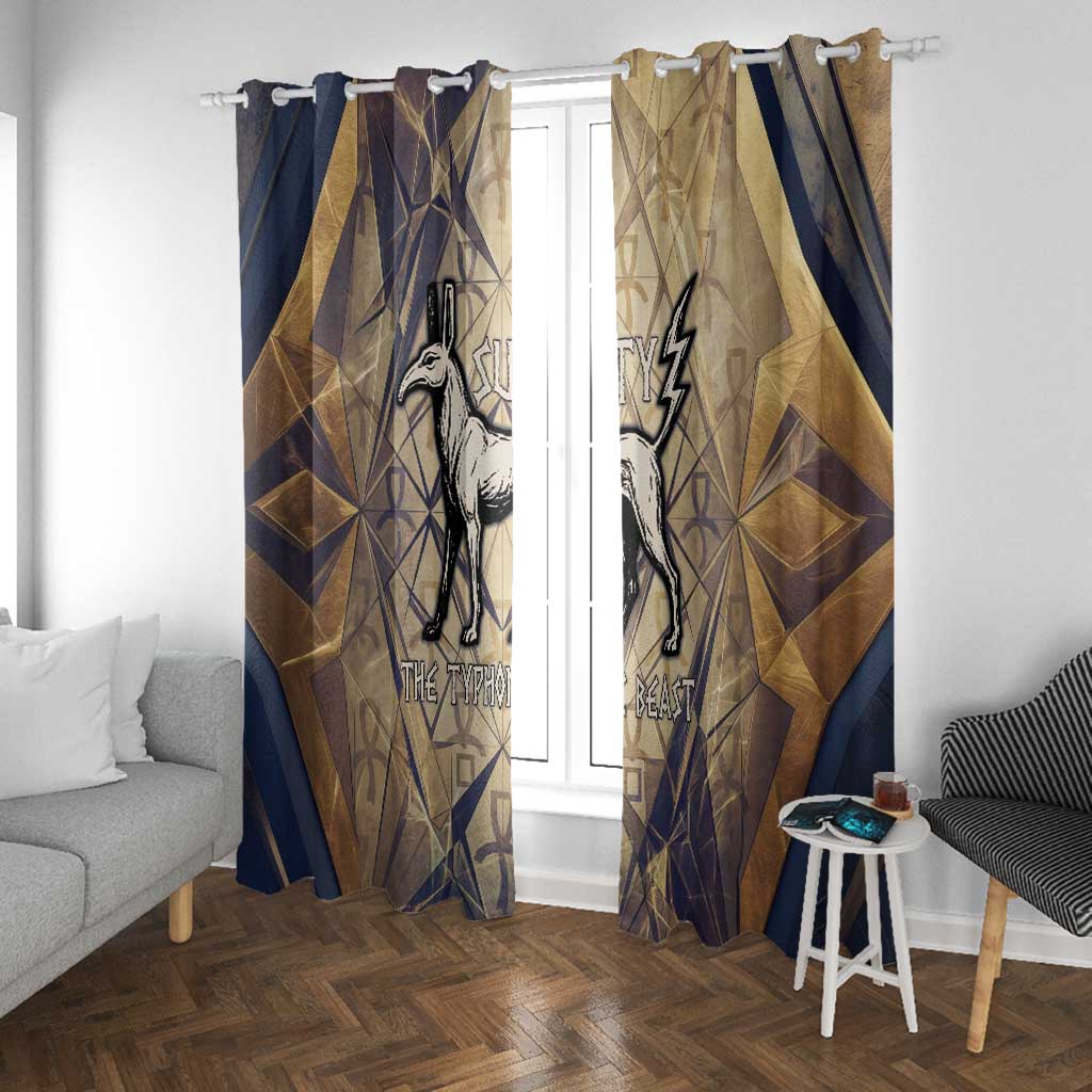 Suty Window Curtain with Typhonic Beast Staff Ancient Egypt Symbolism