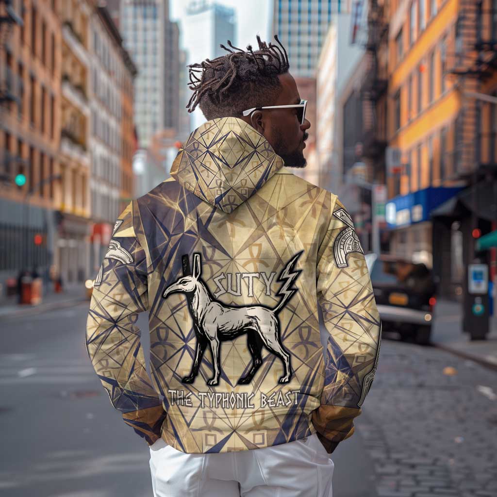 Suty Zip Hoodie with Typhonic Beast Staff Ancient Egypt Symbolism