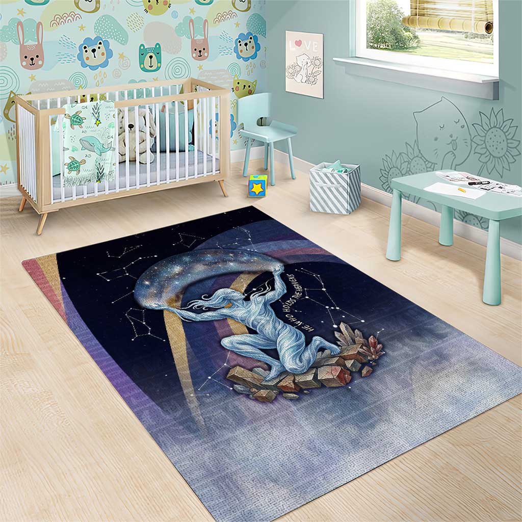 Shu Celestial Constellations Area Rug Rainbow Ancient Egyptian Sky Deity Theme