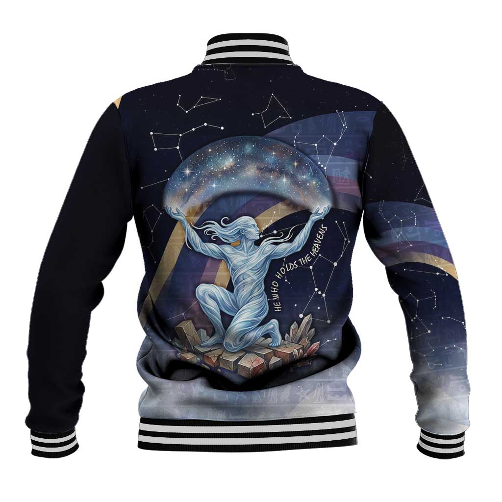 Shu Celestial Constellations Baseball Jacket Rainbow Ancient Egyptian Sky Deity Theme