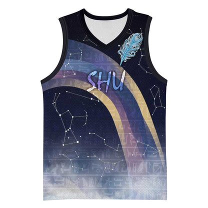 Shu Celestial Constellations Basketball Jersey Rainbow Ancient Egyptian Sky Deity Theme