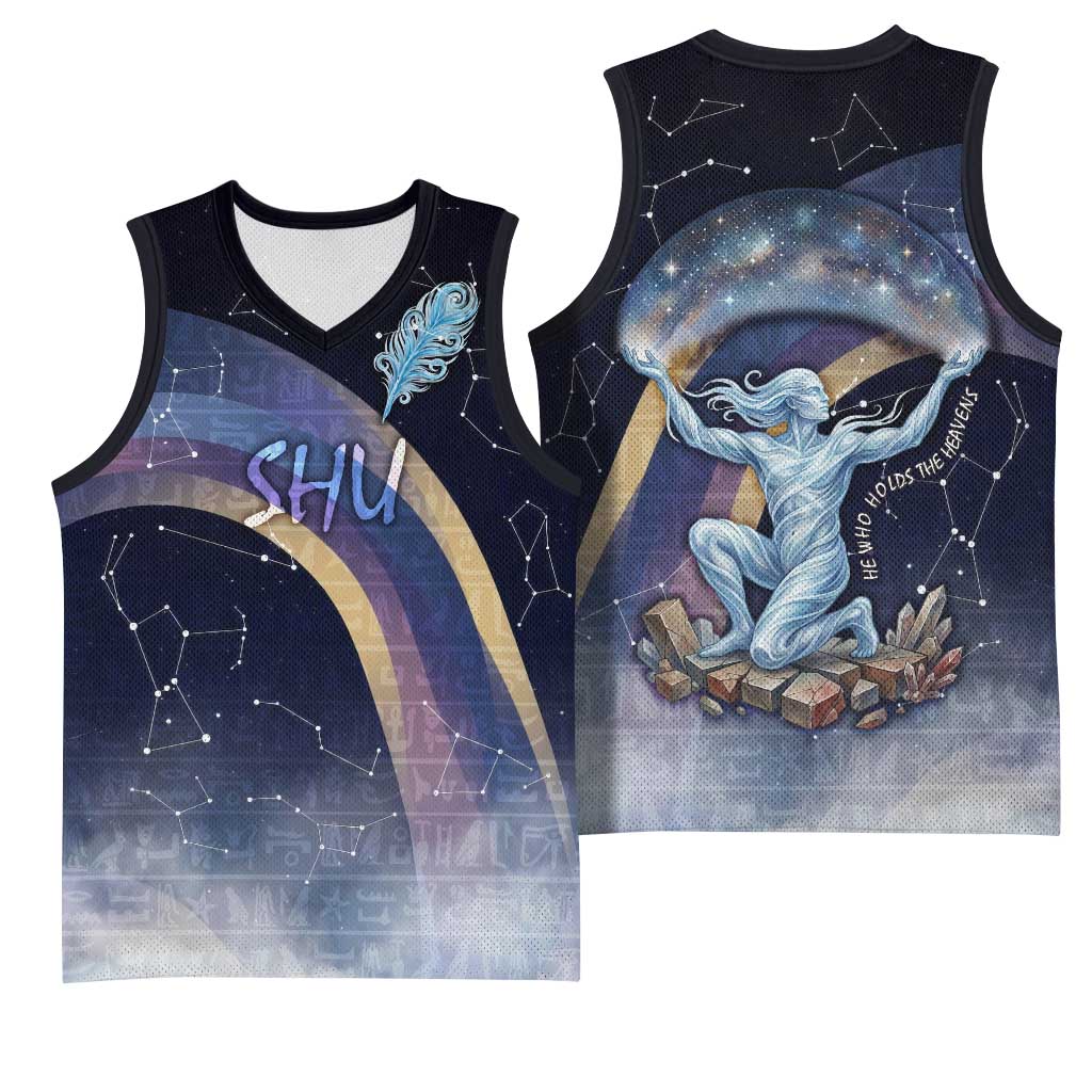 Shu Celestial Constellations Basketball Jersey Rainbow Ancient Egyptian Sky Deity Theme