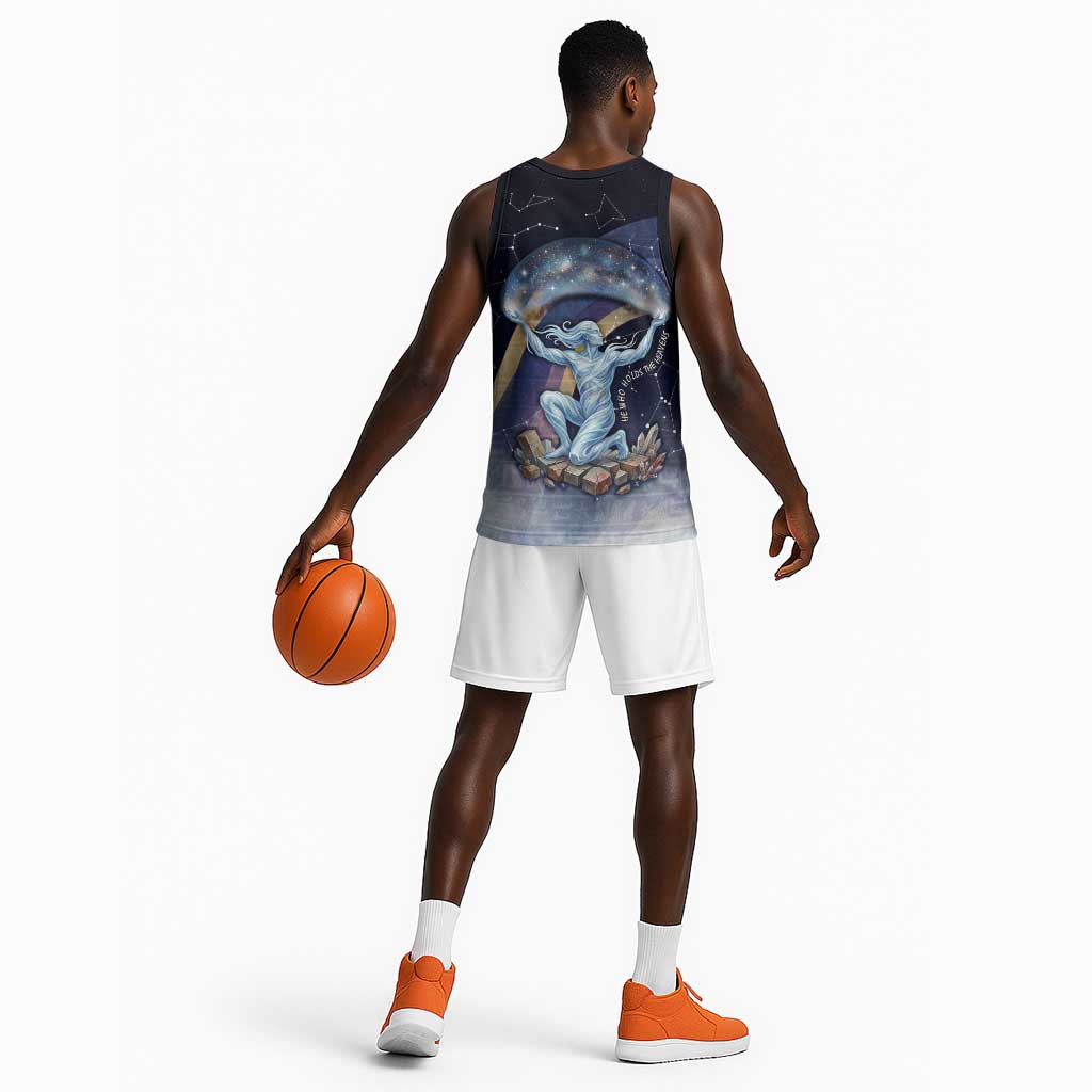 Shu Celestial Constellations Basketball Jersey Rainbow Ancient Egyptian Sky Deity Theme