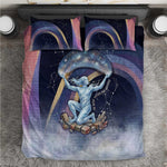 Shu Celestial Constellations Bedding Set Rainbow Ancient Egyptian Sky Deity Theme