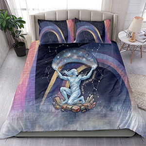Shu Celestial Constellations Bedding Set Rainbow Ancient Egyptian Sky Deity Theme