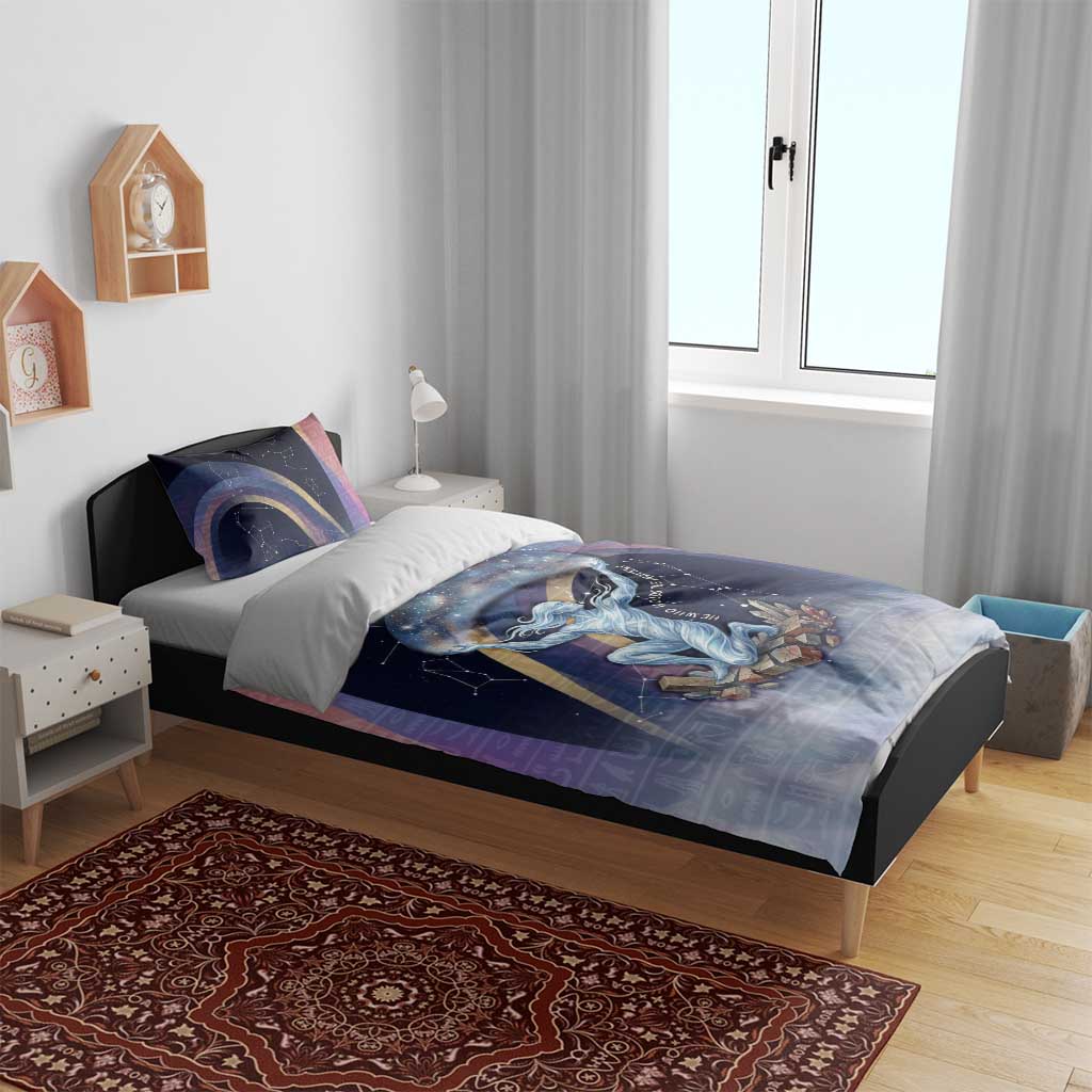 Shu Celestial Constellations Bedding Set Rainbow Ancient Egyptian Sky Deity Theme