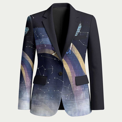 Shu Celestial Constellations Blazer Rainbow Ancient Egyptian Sky Deity Theme