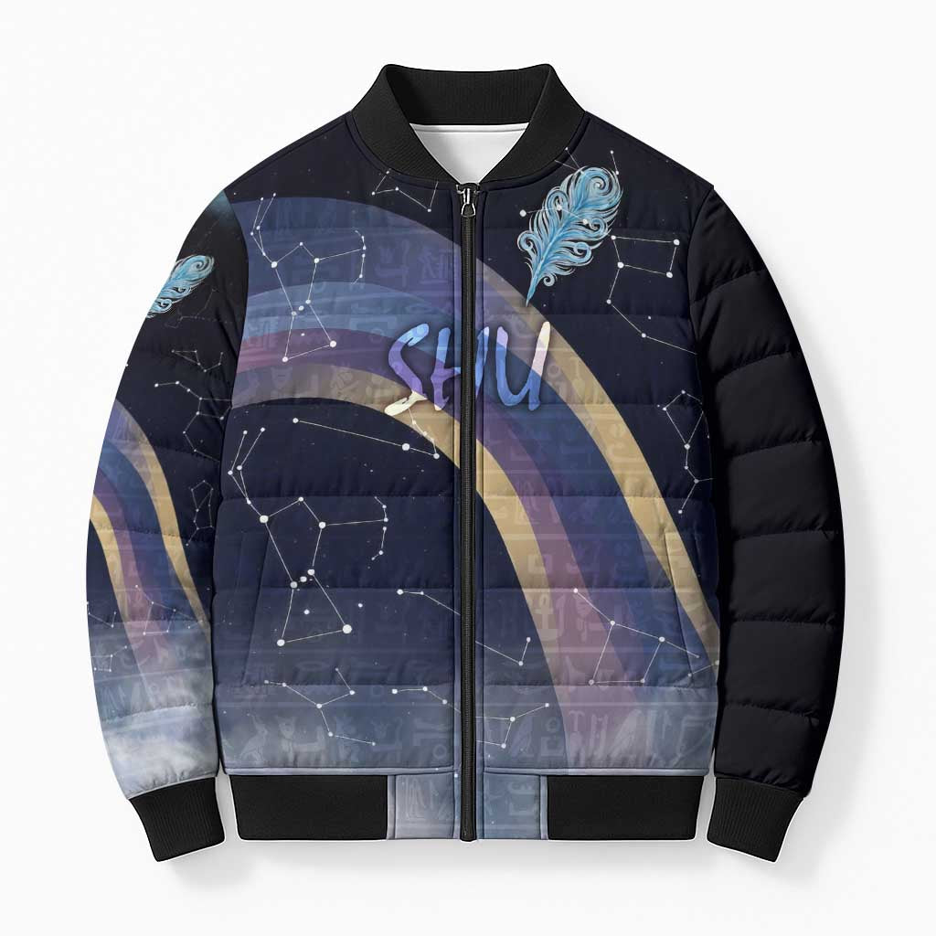 Shu Celestial Constellations Bomber Puffer Jacket Rainbow Ancient Egyptian Sky Deity Theme