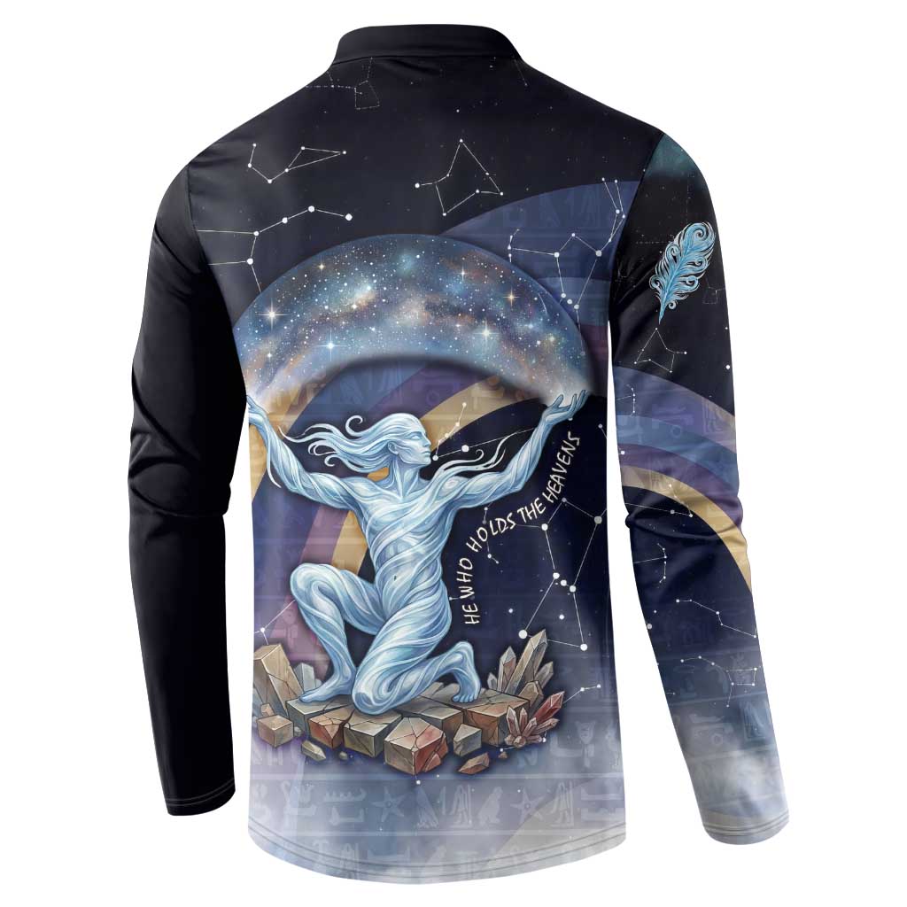 Shu Celestial Constellations Button Sweatshirt Rainbow Ancient Egyptian Sky Deity Theme
