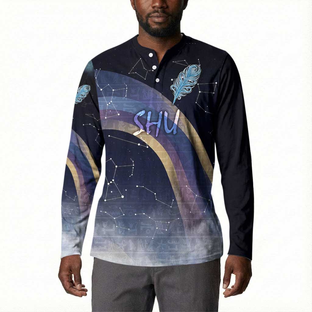 Shu Celestial Constellations Button Sweatshirt Rainbow Ancient Egyptian Sky Deity Theme