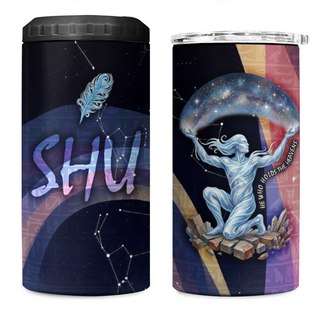 Shu Celestial Constellations 4 in 1 Can Cooler Tumbler Rainbow Ancient Egyptian Sky Deity Theme