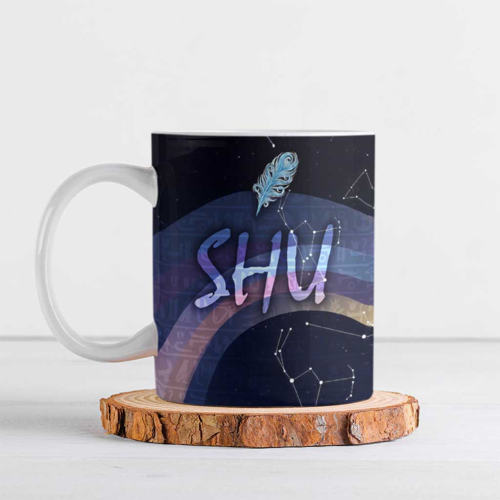 Shu Celestial Constellations Ceramic Mug Rainbow Ancient Egyptian Sky Deity Theme