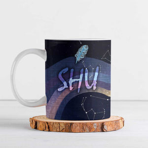 Shu Celestial Constellations Ceramic Mug Rainbow Ancient Egyptian Sky Deity Theme