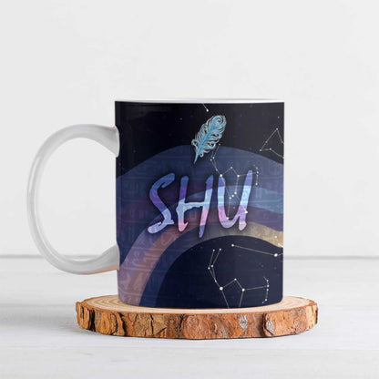 Shu Celestial Constellations Ceramic Mug Rainbow Ancient Egyptian Sky Deity Theme