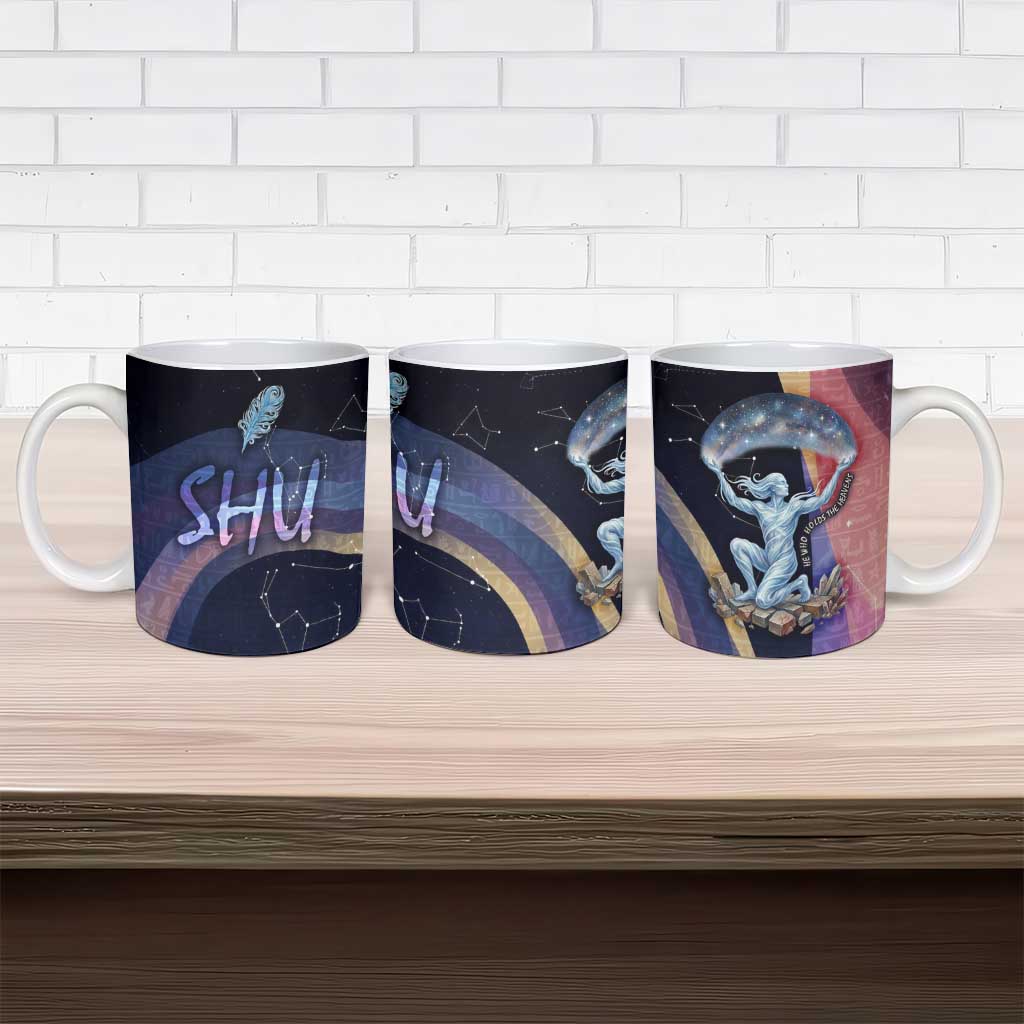 Shu Celestial Constellations Ceramic Mug Rainbow Ancient Egyptian Sky Deity Theme