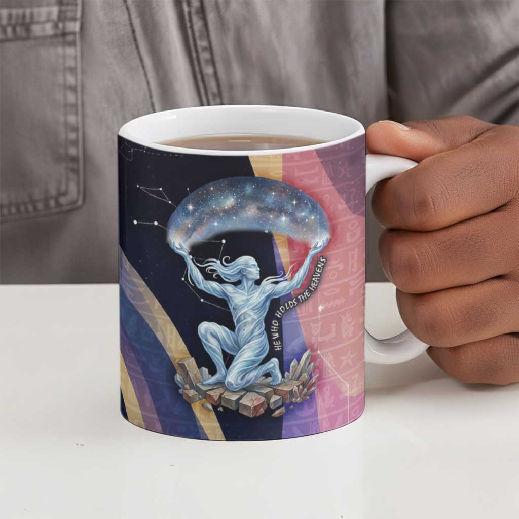 Shu Celestial Constellations Ceramic Mug Rainbow Ancient Egyptian Sky Deity Theme