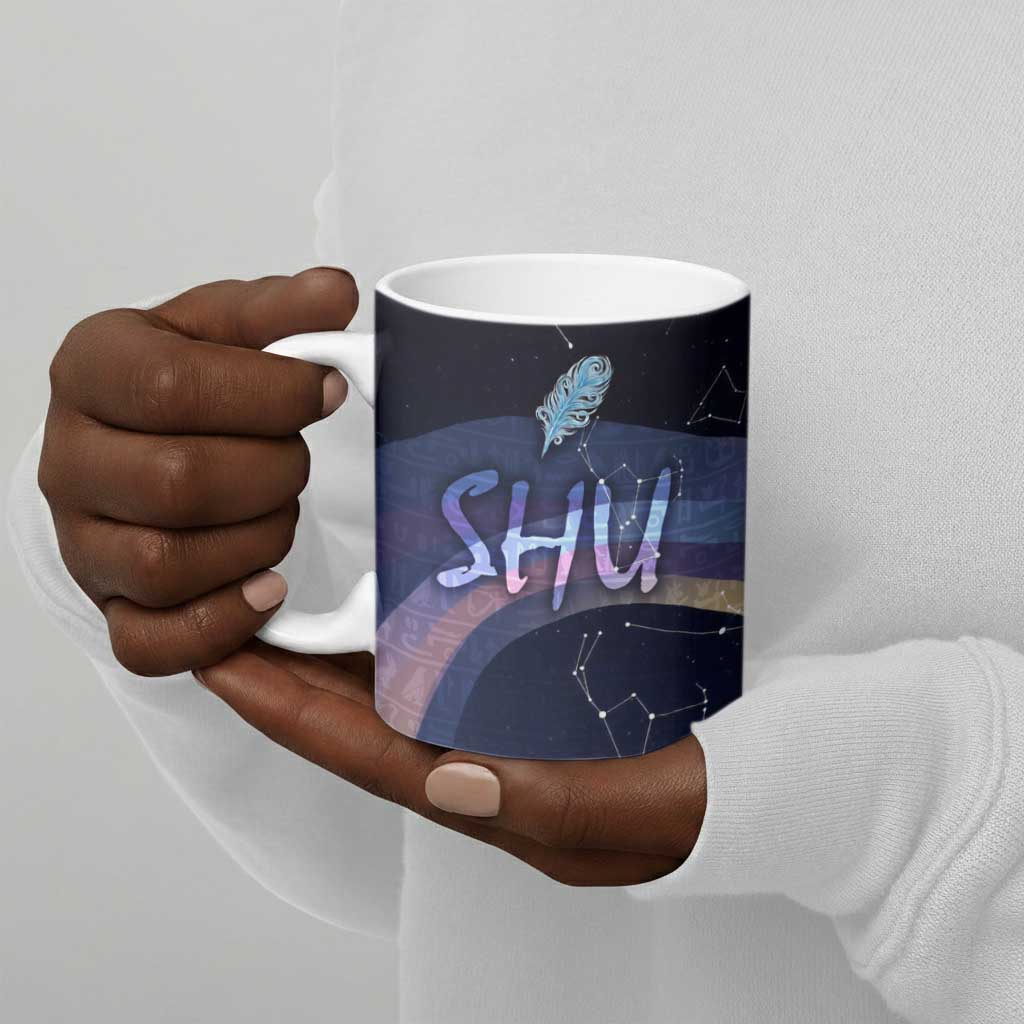 Shu Celestial Constellations Ceramic Mug Rainbow Ancient Egyptian Sky Deity Theme