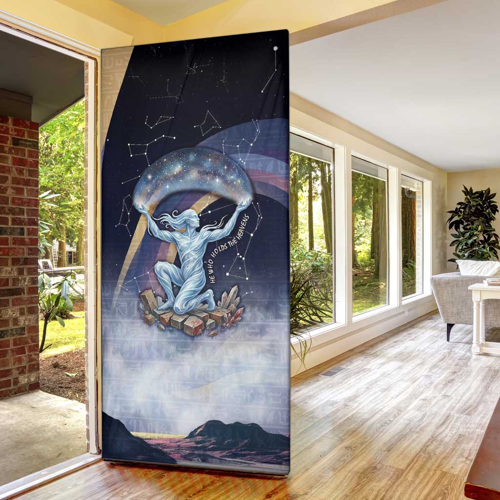 Shu Celestial Constellations Door Cover Rainbow Ancient Egyptian Sky Deity Theme
