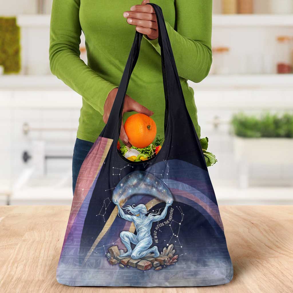 Shu Celestial Constellations Grocery Bag Rainbow Ancient Egyptian Sky Deity Theme