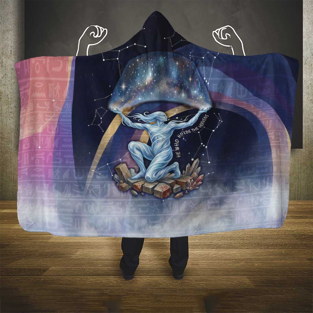Shu Celestial Constellations Hooded Blanket Rainbow Ancient Egyptian Sky Deity Theme