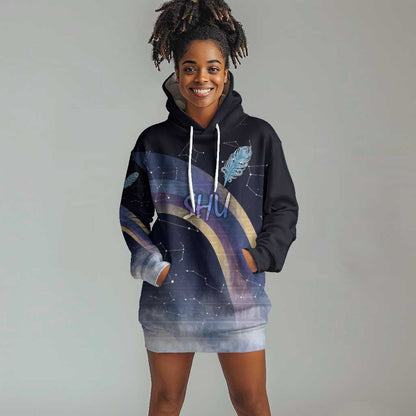 Shu Celestial Constellations Hoodie Dress Rainbow Ancient Egyptian Sky Deity Theme
