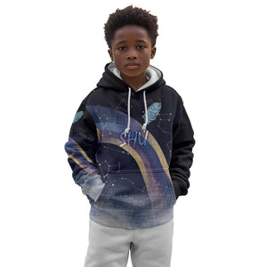 Shu Celestial Constellations Kid Hoodie Rainbow Ancient Egyptian Sky Deity Theme
