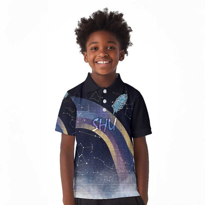 Shu Celestial Constellations Kid Polo Shirt Rainbow Ancient Egyptian Sky Deity Theme