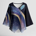 Shu Celestial Constellations Kimono Sleeve Blouse Rainbow Ancient Egyptian Sky Deity Theme