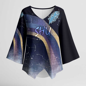Shu Celestial Constellations Kimono Sleeve Blouse Rainbow Ancient Egyptian Sky Deity Theme