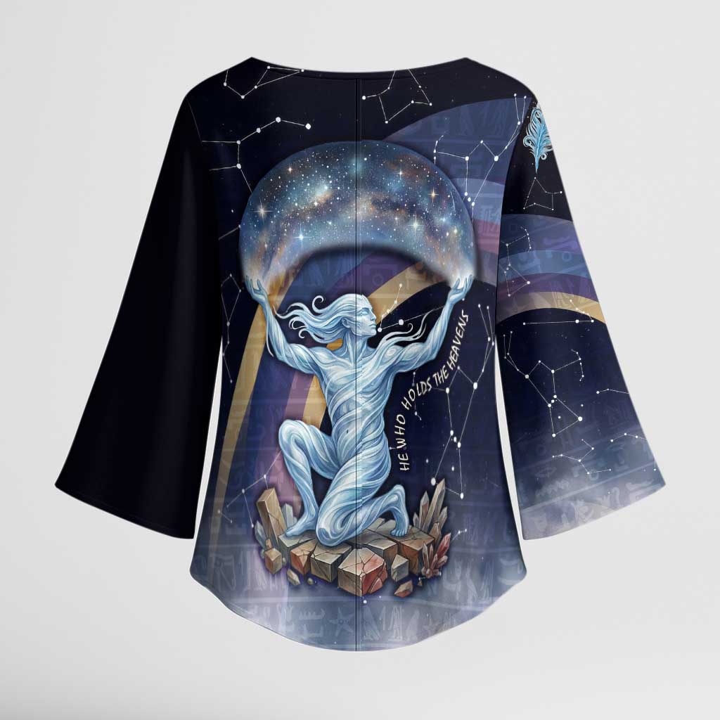 Shu Celestial Constellations Kimono Sleeve Blouse Rainbow Ancient Egyptian Sky Deity Theme