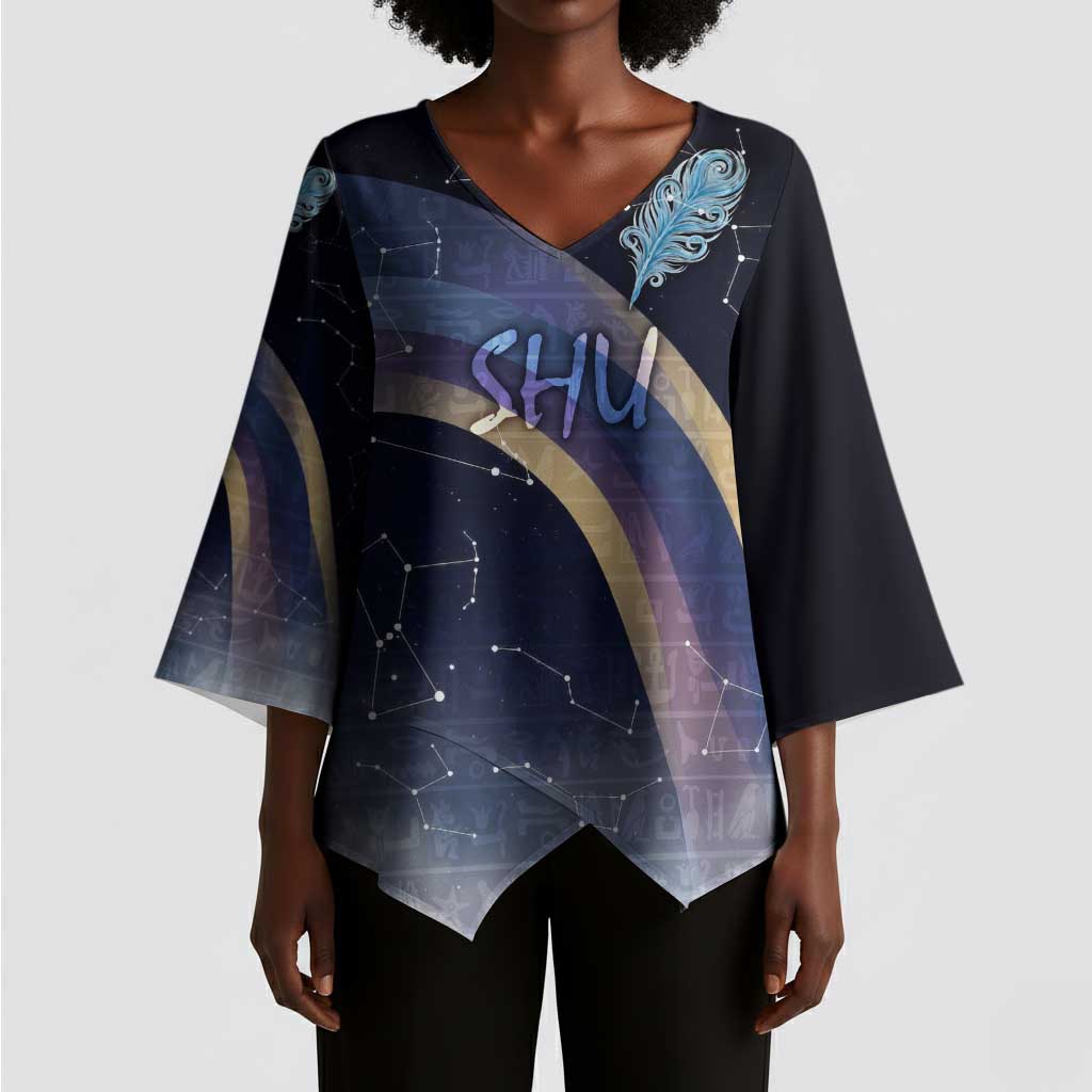 Shu Celestial Constellations Kimono Sleeve Blouse Rainbow Ancient Egyptian Sky Deity Theme