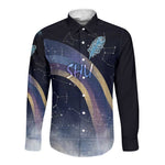 Shu Celestial Constellations Long Sleeve Button Shirt Rainbow Ancient Egyptian Sky Deity Theme