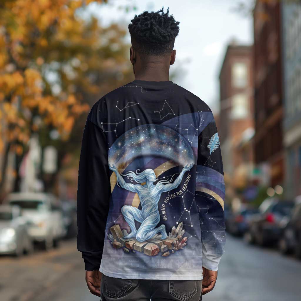 Shu Celestial Constellations Long Sleeve Shirt Rainbow Ancient Egyptian Sky Deity Theme