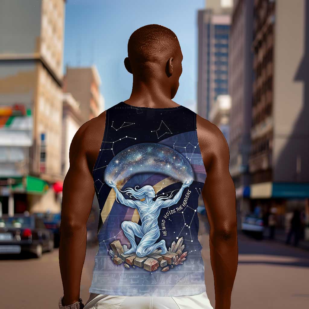 Shu Celestial Constellations Men Tank Top Rainbow Ancient Egyptian Sky Deity Theme