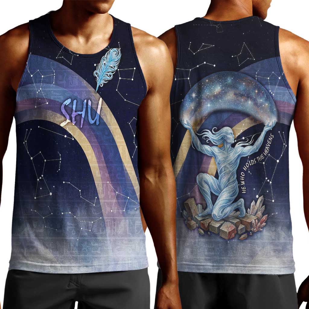 Shu Celestial Constellations Men Tank Top Rainbow Ancient Egyptian Sky Deity Theme