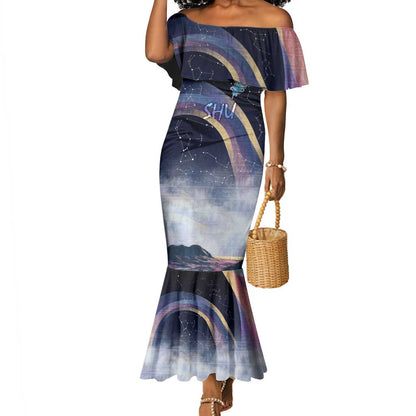 Shu Celestial Constellations Mermaid Dress Rainbow Ancient Egyptian Sky Deity Theme