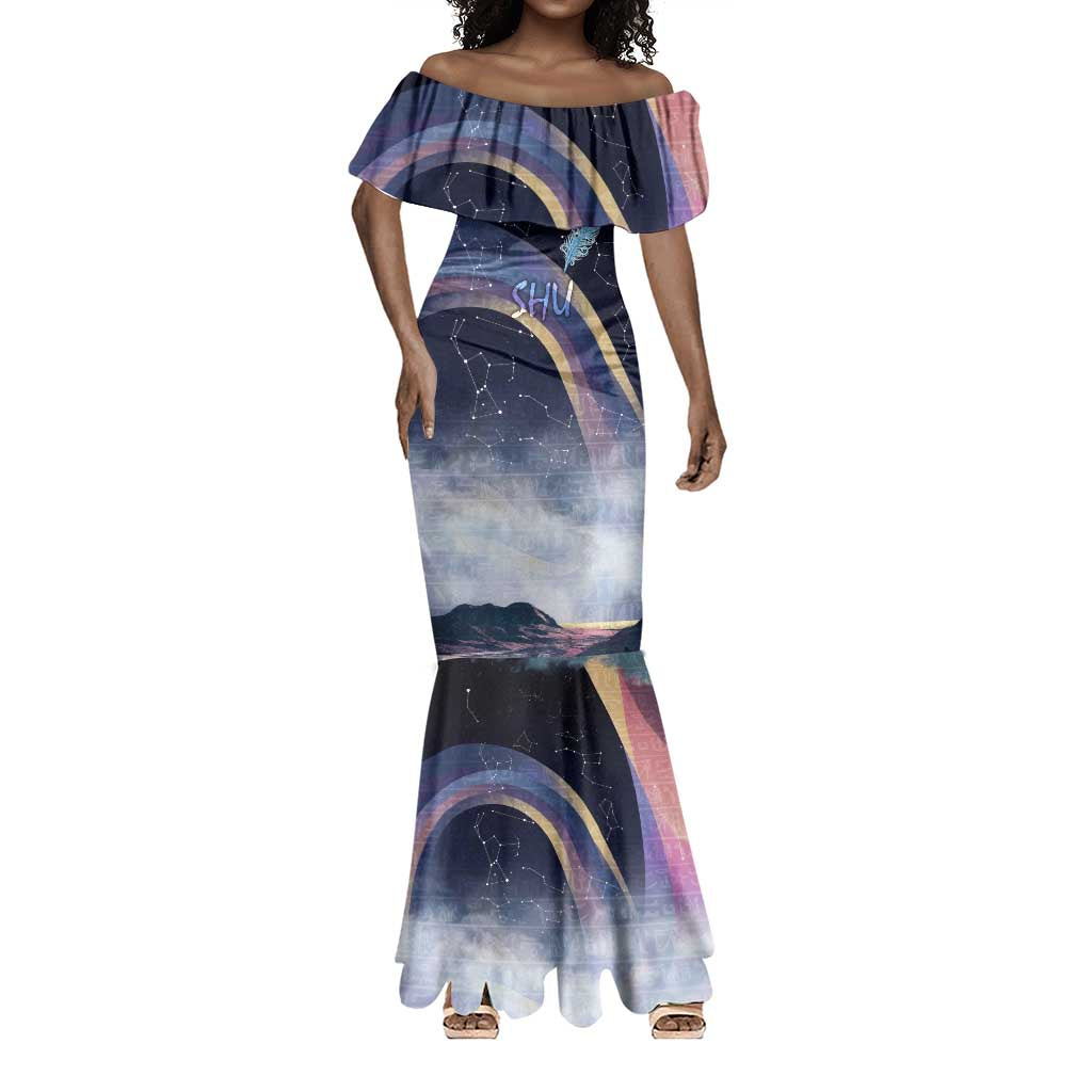Shu Celestial Constellations Mermaid Dress Rainbow Ancient Egyptian Sky Deity Theme