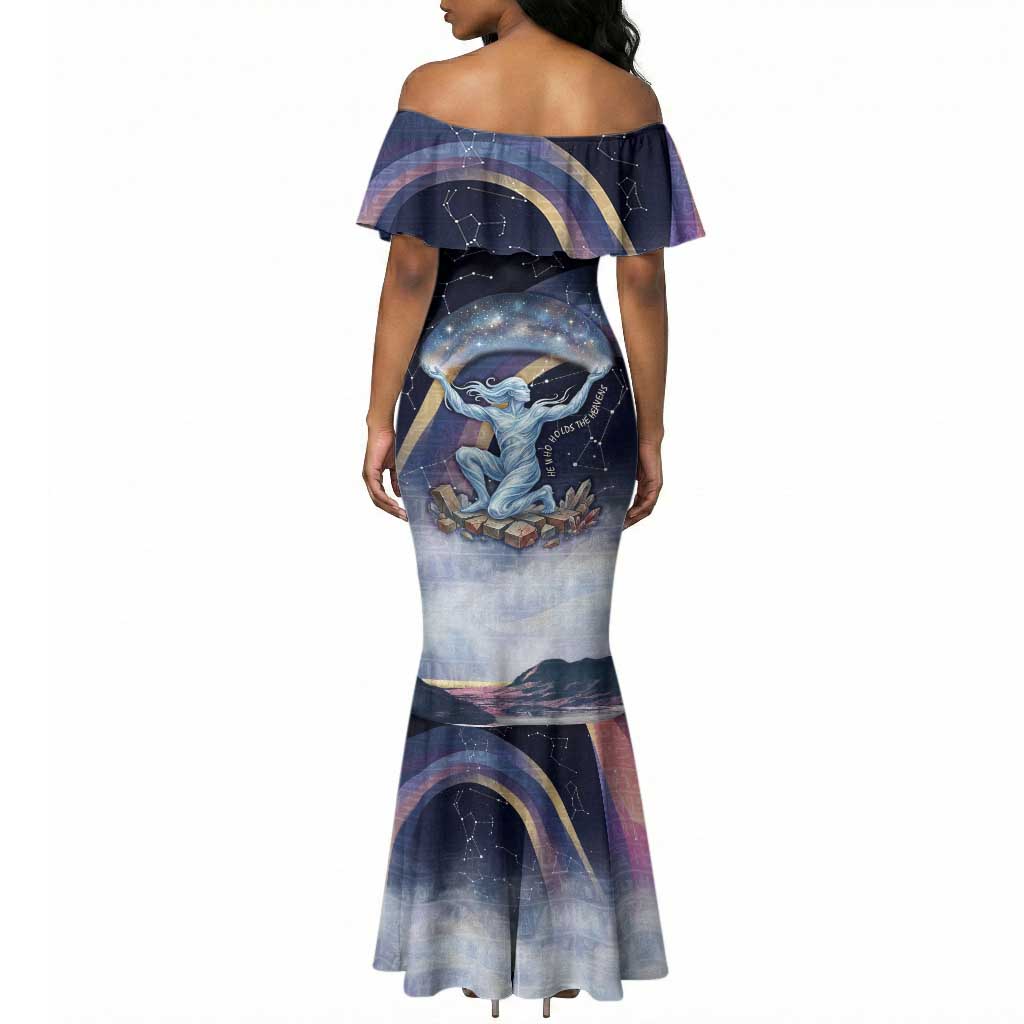 Shu Celestial Constellations Mermaid Dress Rainbow Ancient Egyptian Sky Deity Theme