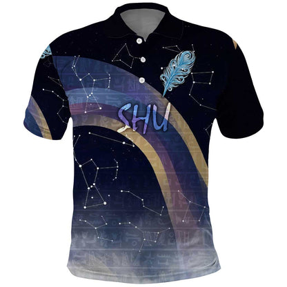 Shu Celestial Constellations Polo Shirt Rainbow Ancient Egyptian Sky Deity Theme