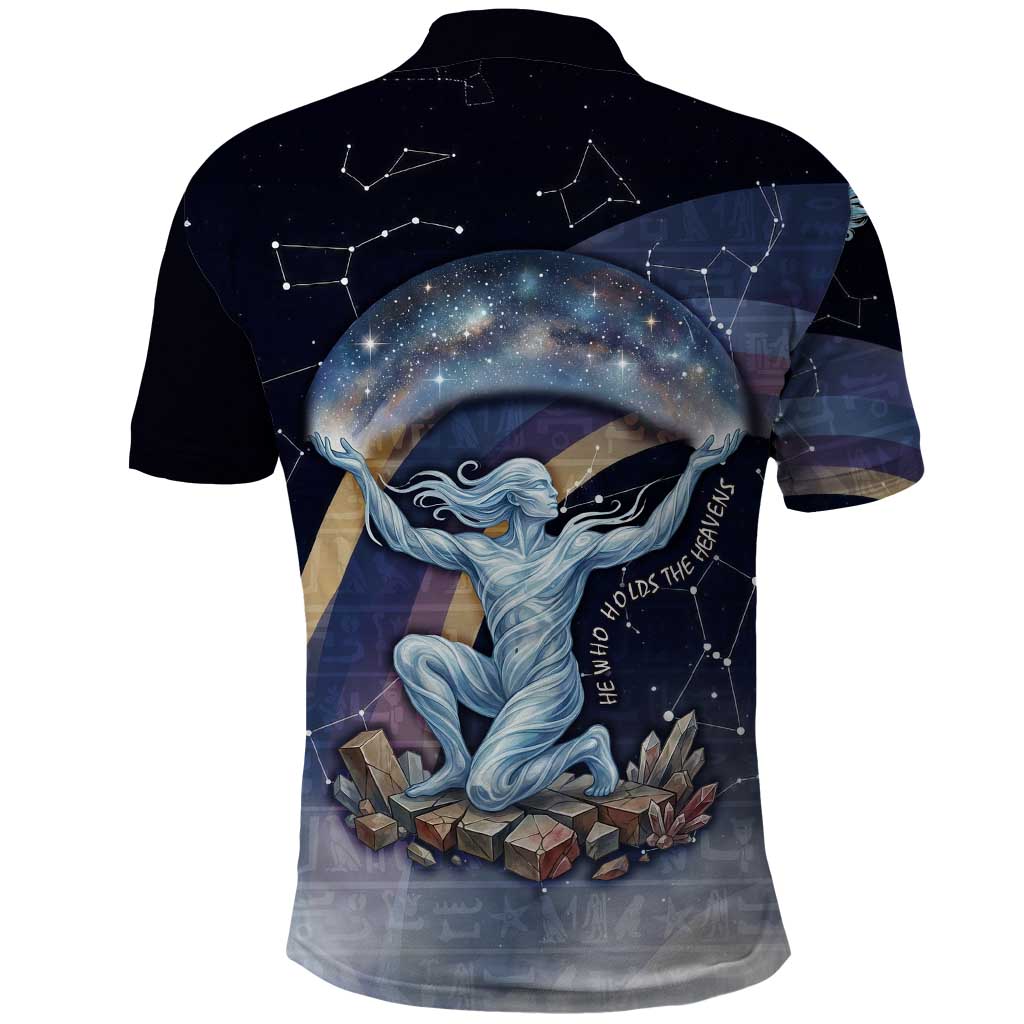 Shu Celestial Constellations Polo Shirt Rainbow Ancient Egyptian Sky Deity Theme