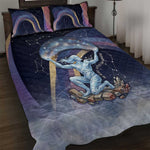 Shu Celestial Constellations Quilt Bed Set Rainbow Ancient Egyptian Sky Deity Theme
