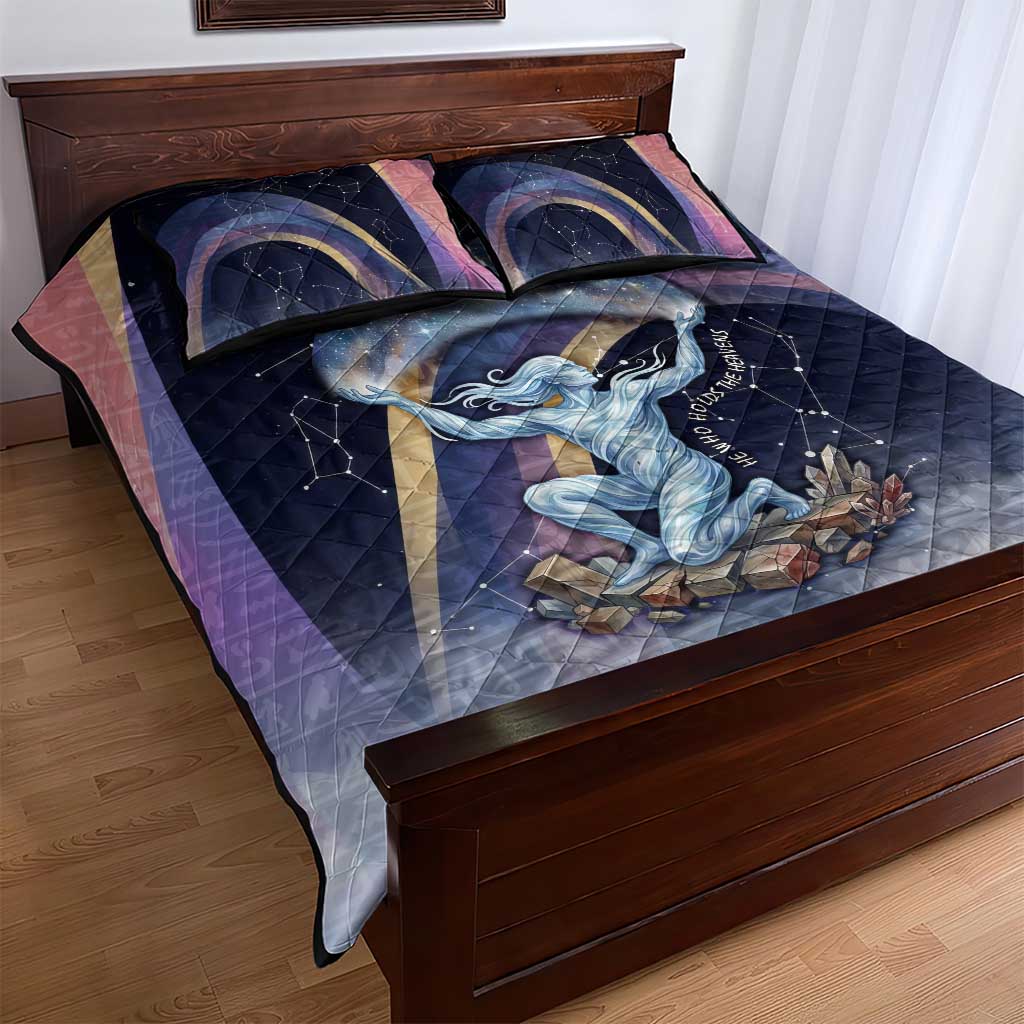 Shu Celestial Constellations Quilt Bed Set Rainbow Ancient Egyptian Sky Deity Theme