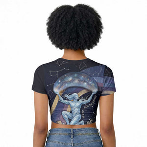 Shu Celestial Constellations Raglan Cropped T shirt Rainbow Ancient Egyptian Sky Deity Theme